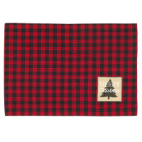 Placemats Fabric - Buffalo Red plaid Merry Christmas