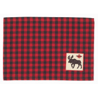 Placemats Fabric - Buffalo Red plaid with Moose & Maple Leaf