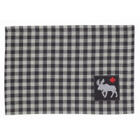 Placemats Fabric - Buffalo Grey Plaid w/ Moose & Maple Leaf