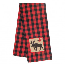 Tea Towels Pattern - Buffalo Red Plaid with Moose & Maple Leaf