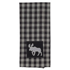 Tea Towels Pattern - Buffalo Grey Plaid with Moose