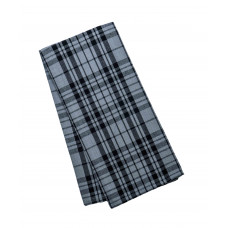 Tea Towels Fabric - Plaid Black on Grey