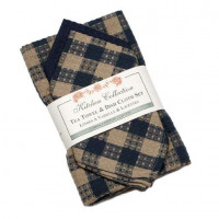2 T Towels + 2 Dish Cloths Set - Navy Check 2 T Towels + 2 Dish Cloths Set - Navy Check