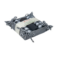 Bread Basket Set Large Banded with 3 pc T Towels - Toro Black Check