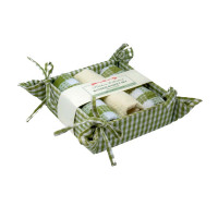 Bread Basket Set Large Banded with 3 pc T Towels - Toro Green Check