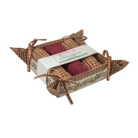 Bread Basket Set Large Banded with 3 pc T Towels - Berryvine Burgundy Check