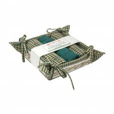 Bread Basket Set Large Banded with 3 pc T Towels - Berryvine Green Check