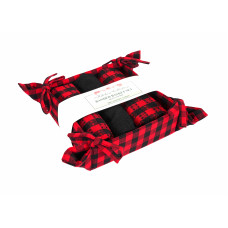 Bread Basket Set Large Banded with 3 pc T Towels - Buffalo Red Plaid