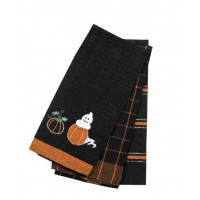 3 Pc. Tea Towels Set - Halloween Pumpkin
