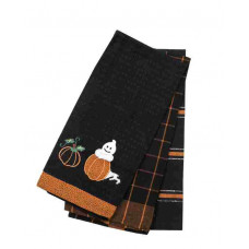 3 Pc. Tea Towels Set - Halloween Pumpkin