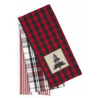 3 Pc. Tea Towels Set - Buffalo Red with Merry Christmas