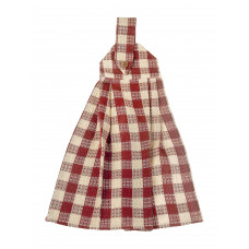 Hanging/Tie Button Towel - Burgundy Check