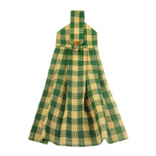Hanging/Tie Button Towel - Green Check