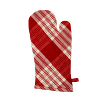 Oven Mitten - Stone Red Plaid
