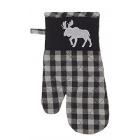 Oven Mitten - Buffalo Grey Plaid with Moose