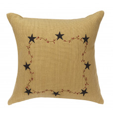 Zip Cushion Cover - Burlap Berry with Star