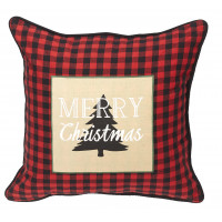 Zip Cushion Cover - Buffalo Red Plaid Merry Christmas