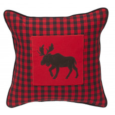 Zip Cushion Cover - Buffalo Red Plaid with Moose