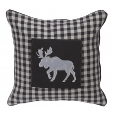 Zip Cushion Cover - Buffalo Grey Plaid with Moose