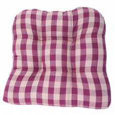 Chair Pad Tufted - Burgundy Check