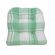 Chair Pad Tufted - Green Plaid