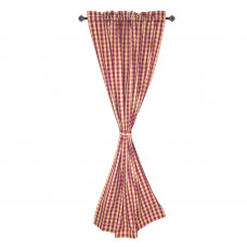 Rod Pocket Curtain, Pattern - Burgundy Check