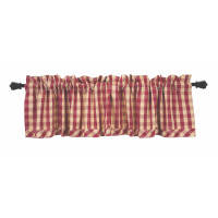 Prairie Curtain Set (Lined) - Burgundy Check