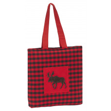 TOTE BAG/CARRY BAG - Buffalo Red Plaid with Moose Emb.